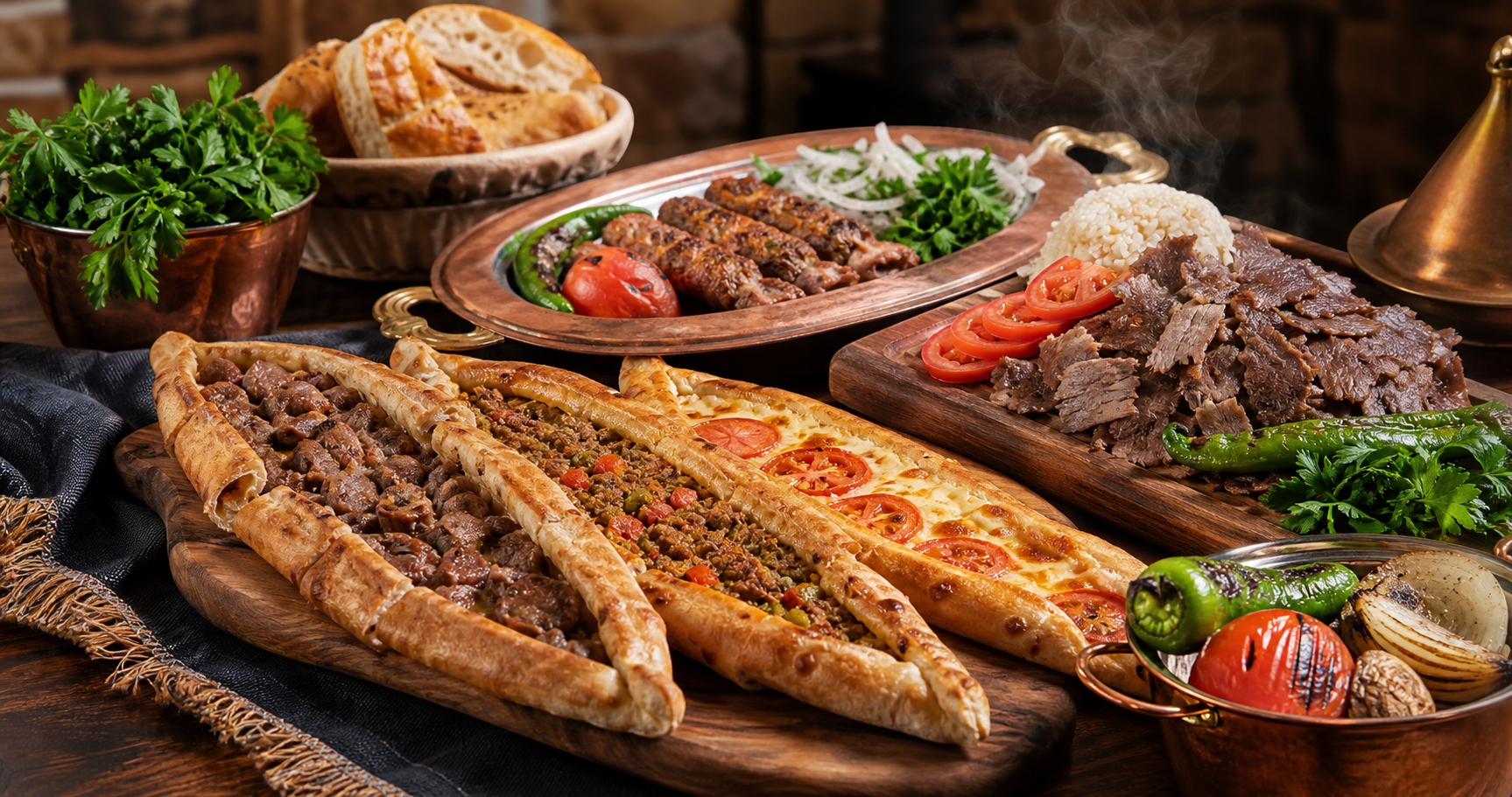 Taşfırın pide, döner ve kebap çeşitlerinden oluşan sıcak servis